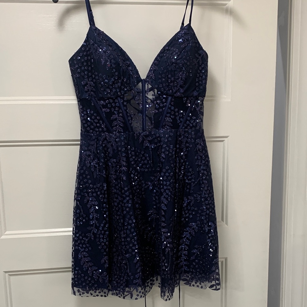 Navy Sequin Mini Dress